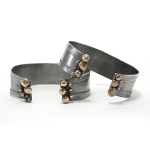 Thin Silver Bronze Cuff Bracelet Organic Pebble Jewelry Union Studio Metals