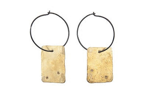 Patina Silver Dangle Brass Geo Boho Earrings Union Studio Metals