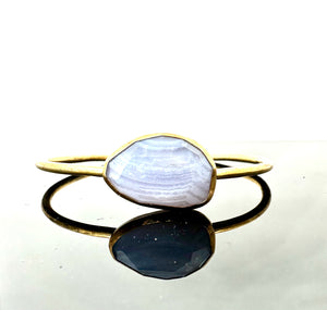 ASTROLOGY FACETED BLUE LACE AGATE CUFF