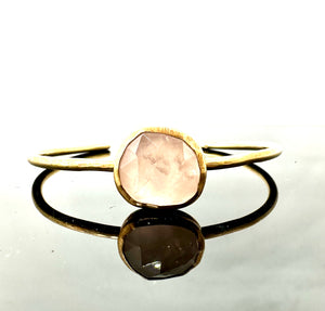 ASTROLOGY FACETED ROSE QUARTZ CUFF