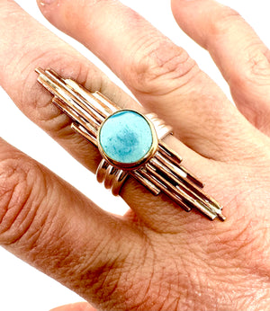 STARDUST ROUND GOLDEN HILL TURQUOISE RING