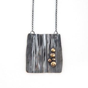 Black Silver Shiny Bronze Folded Gypsy Pendant Bar Necklace Union Studio Metals