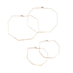 Hexagon Geometric Geo Bold Gold Hoop Earring Union Studio Metals