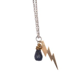 Gold Labradorite Blue Black Contrast Simple Inexpensive Necklace Union Studio Metals
