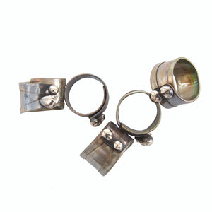 Brass Bronze Shiny Adjustable Organic Pebble Ring Union Studio Metals