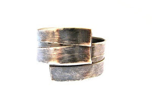 Folded Oxidized Grey Rustic Modern Adjustable Ring Union Studio Metals